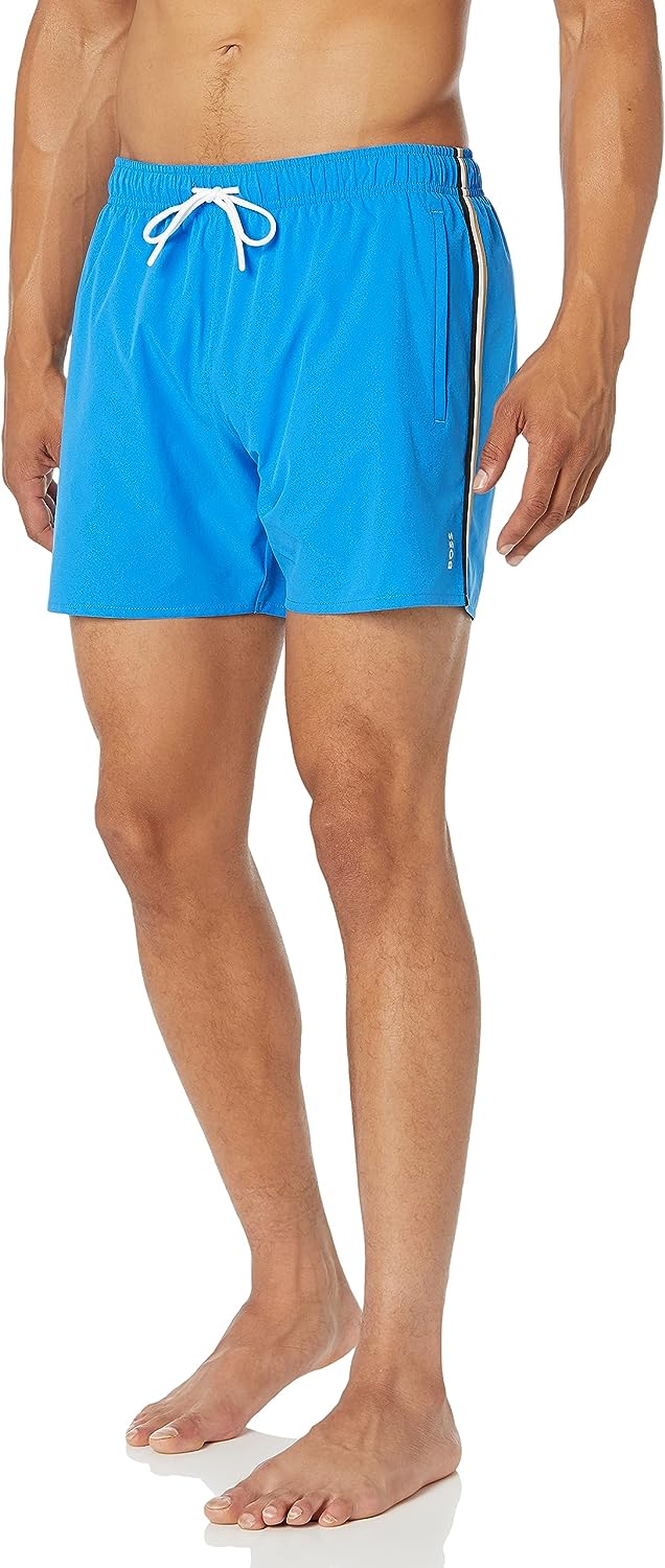 Pantaloneta de baño de hombre a rayas color azul