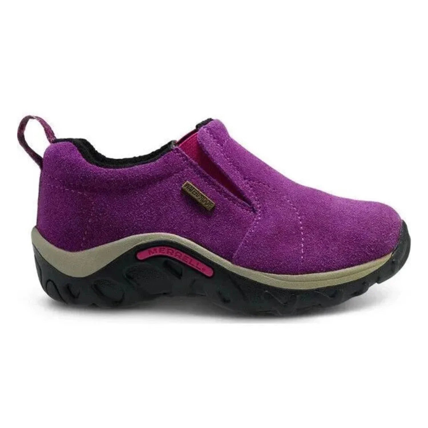 Zapatos infantil de gamuza impermeables sin cordones color violeta