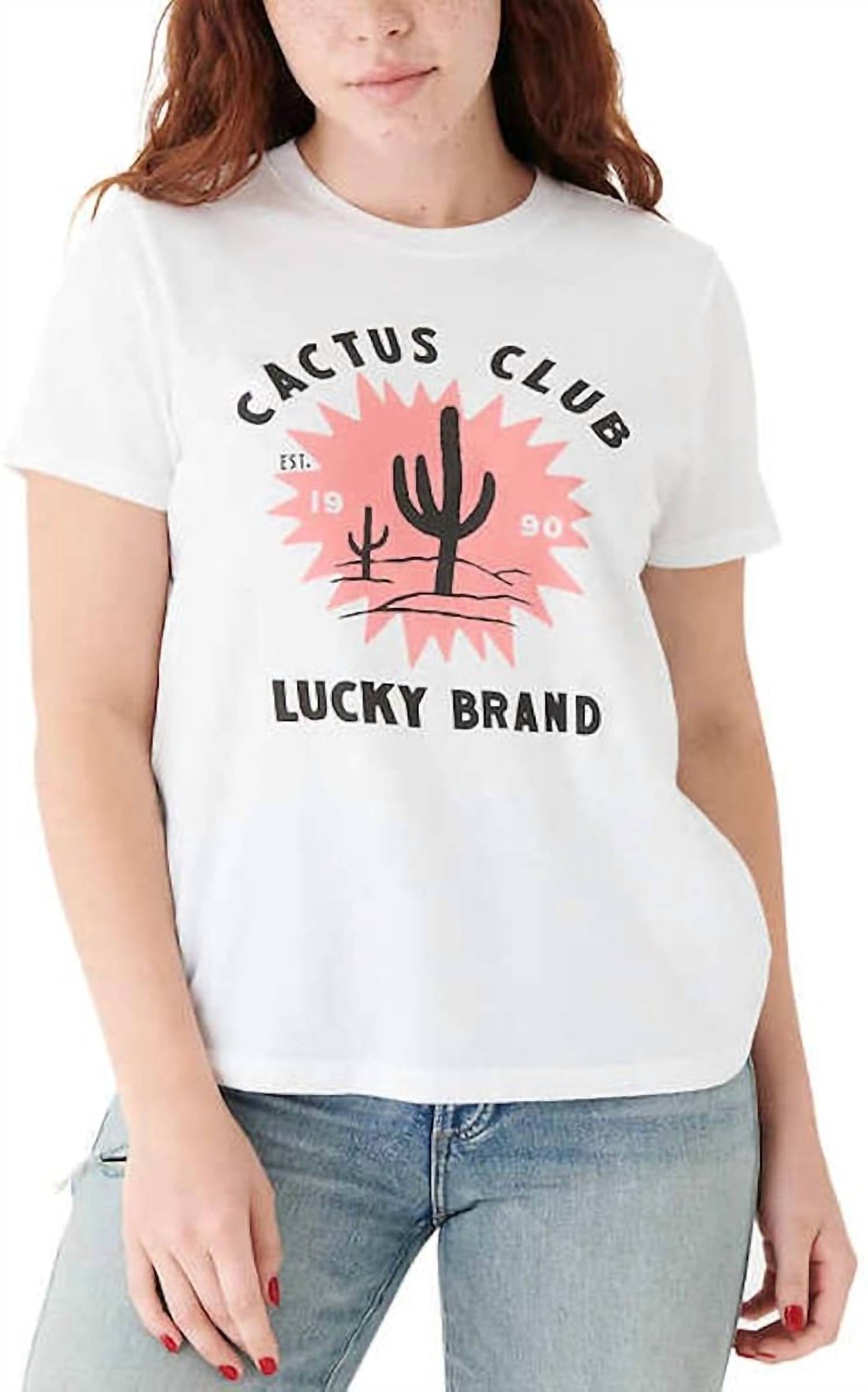 Camiseta de mujer de manga corta con estampado color blanco