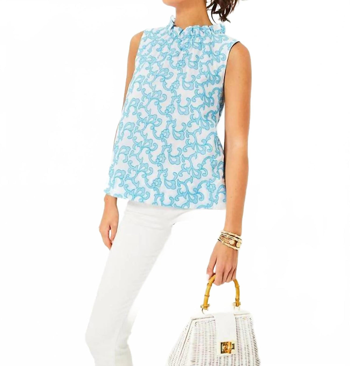 Top con bordado color azul