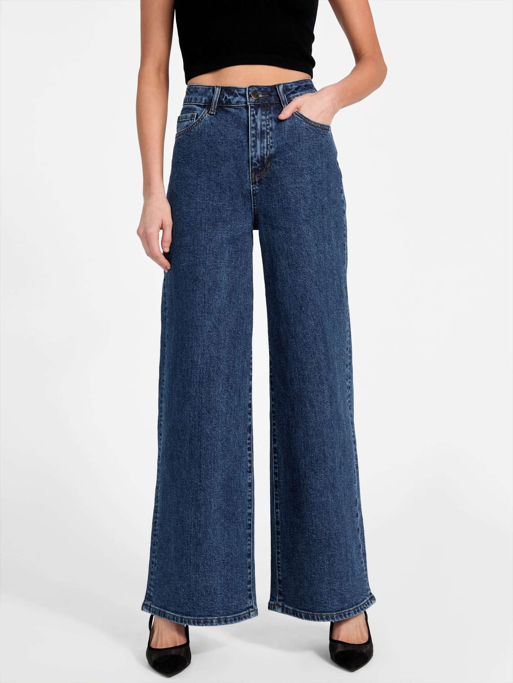 Pantalón de mezclilla de pierna ancha