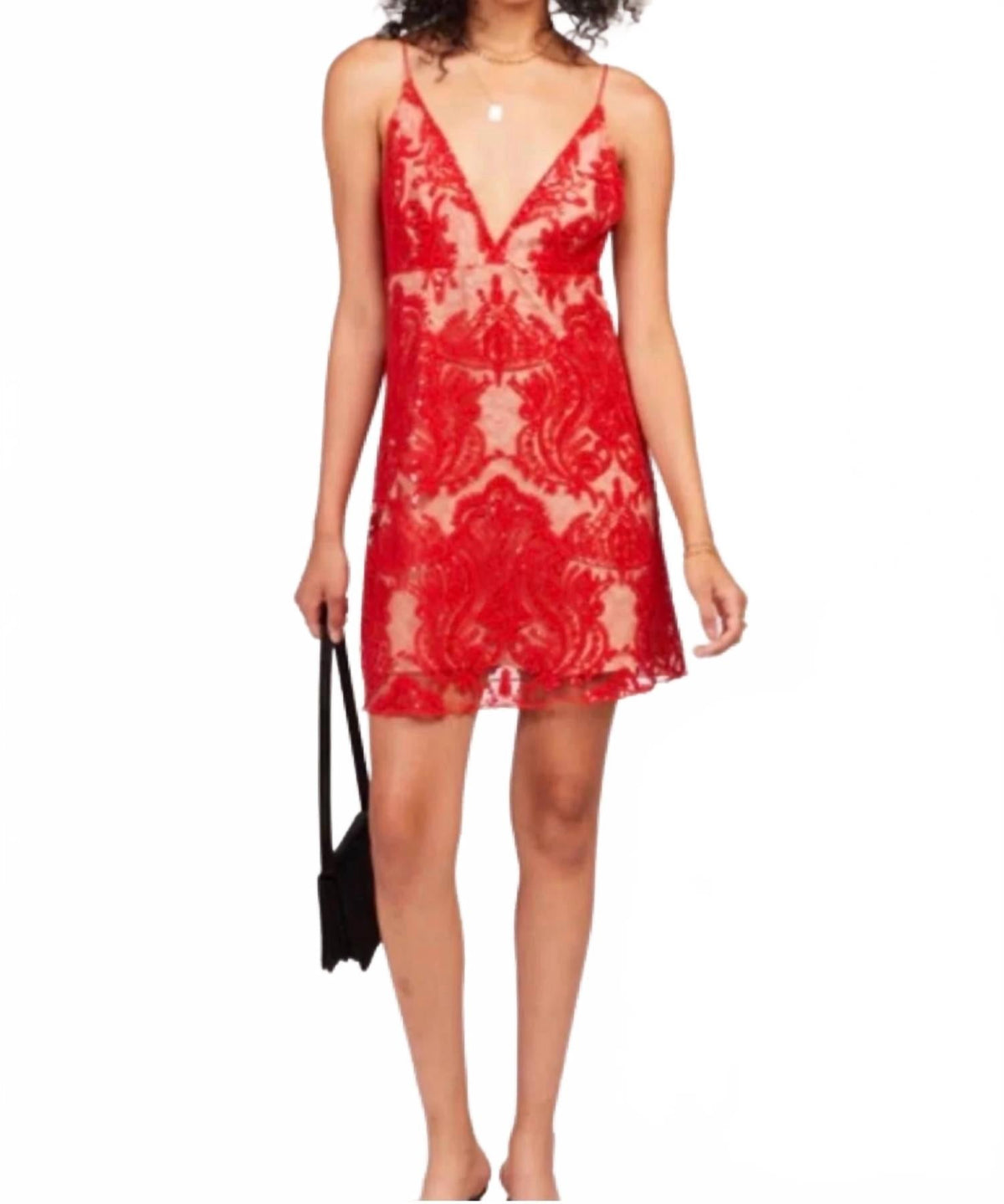 Vestido corto con lentejuelas color rojo