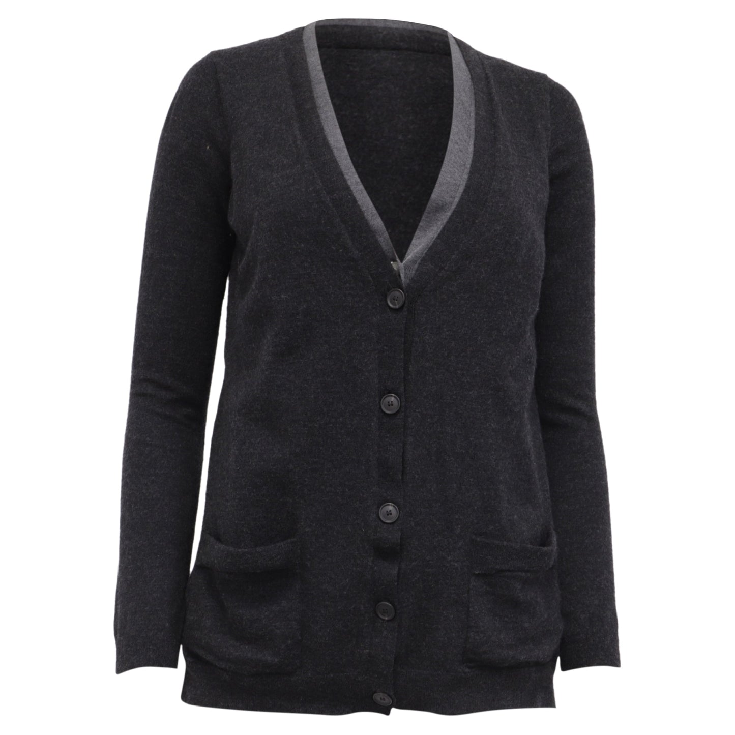 Cárdigan de lana con cuello en V color gris