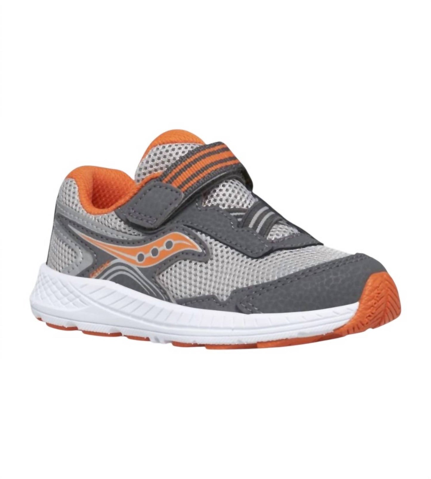 Tenis para niño color gris y naranja