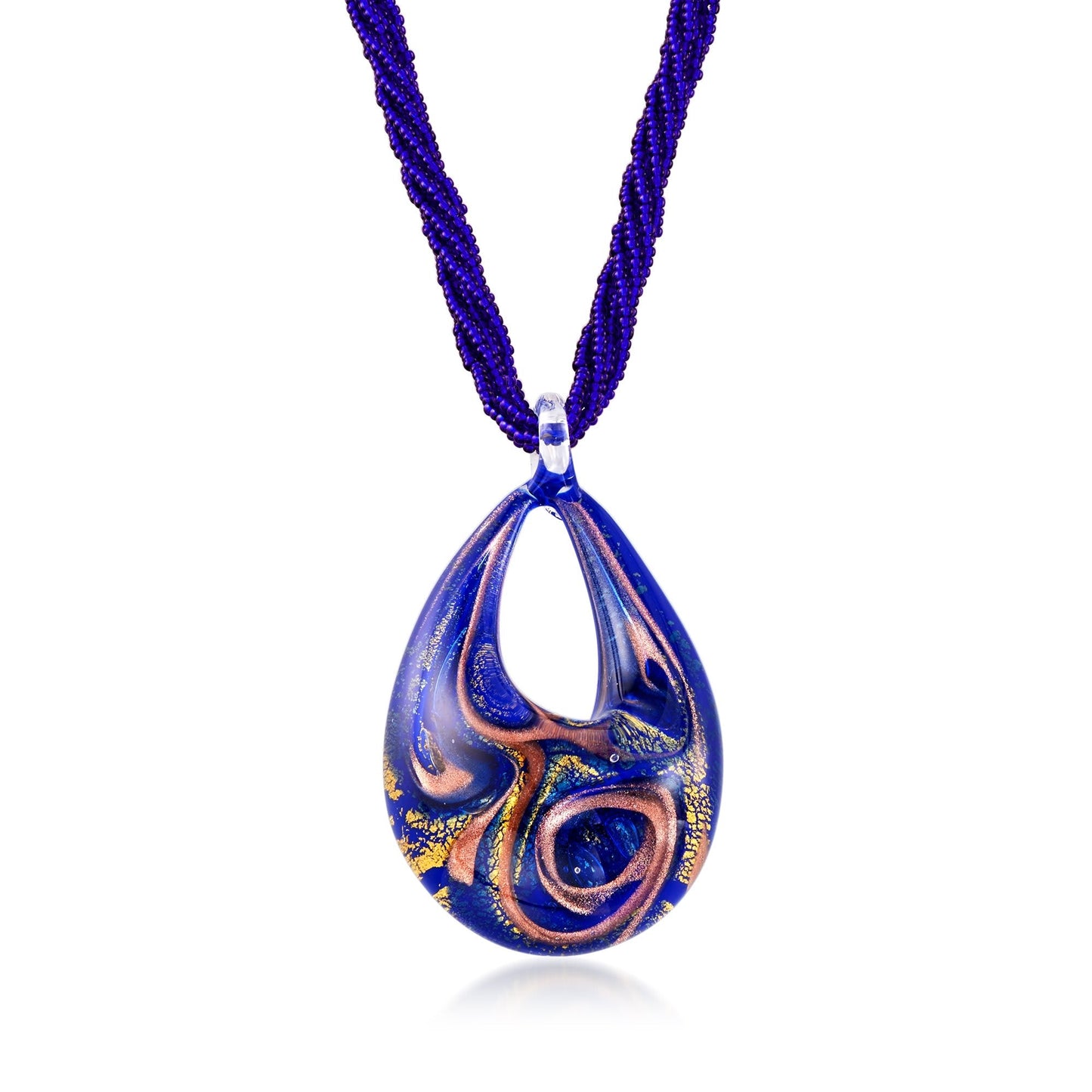 Ross-Simons Italiano con Dije de Vidrio Murano Azul en Oro de 18kt sobre Plata Esterlina