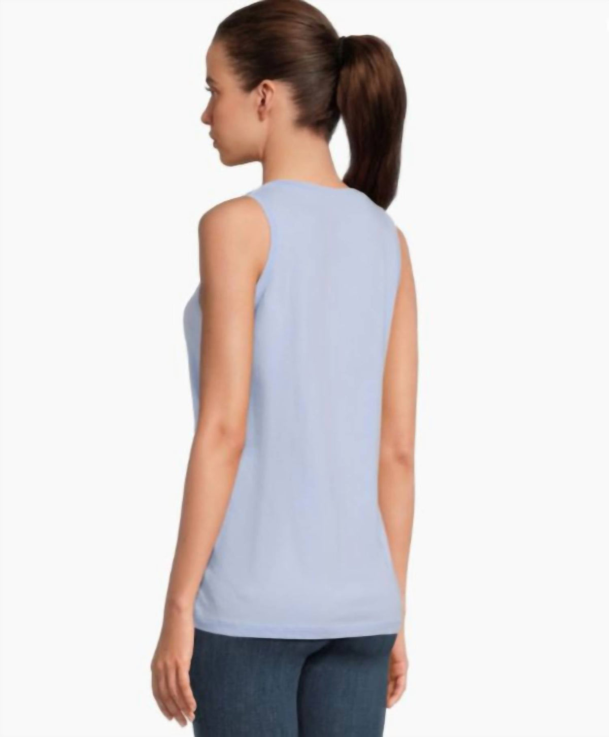Camiseta sin mangas con cuello en V color azul