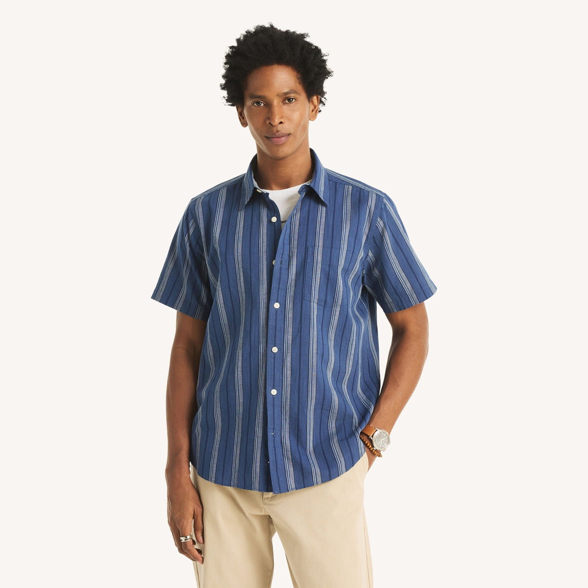 Camisa de hombre de manga corta a rayas