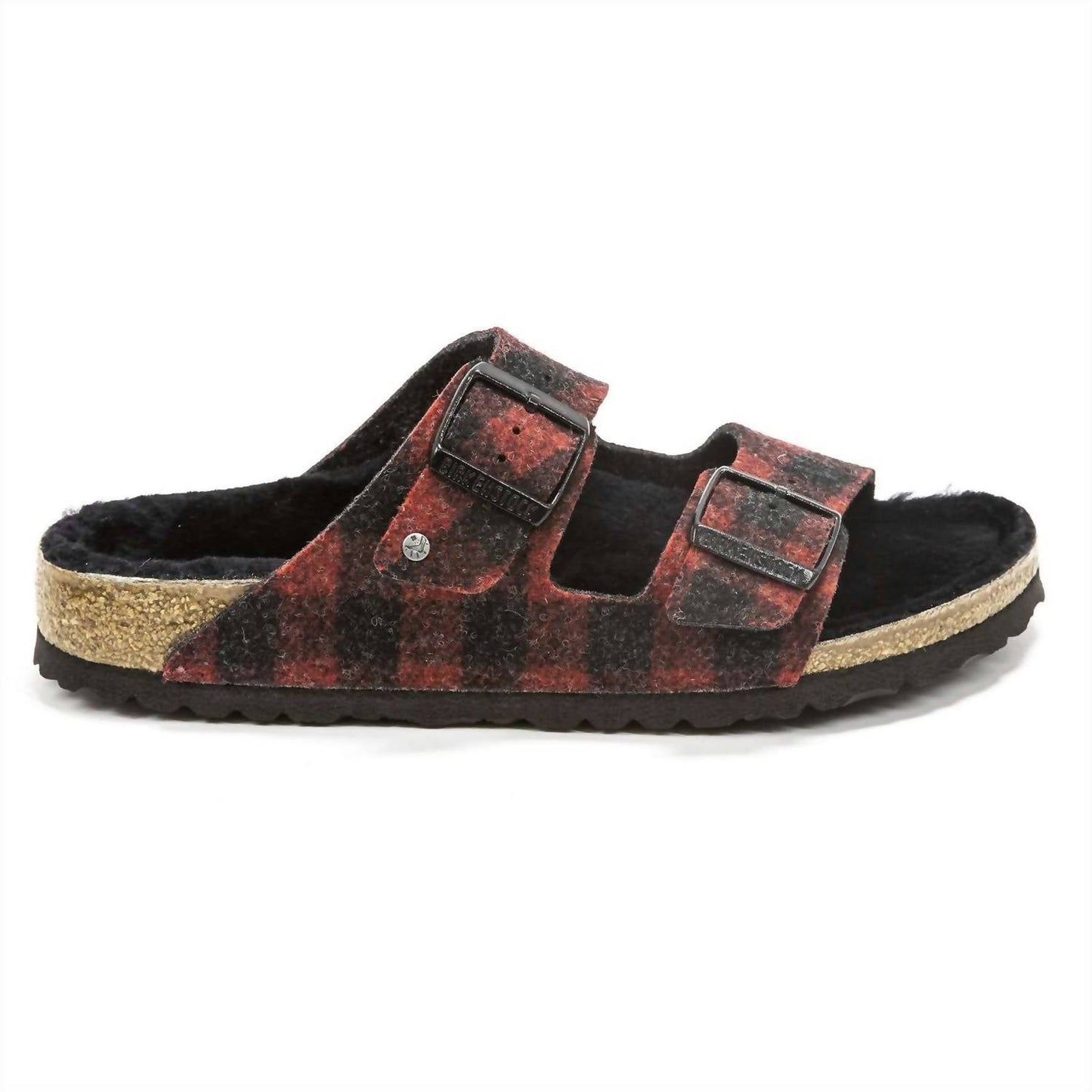 Sandalias de hombre de lana a cuadros color rojo