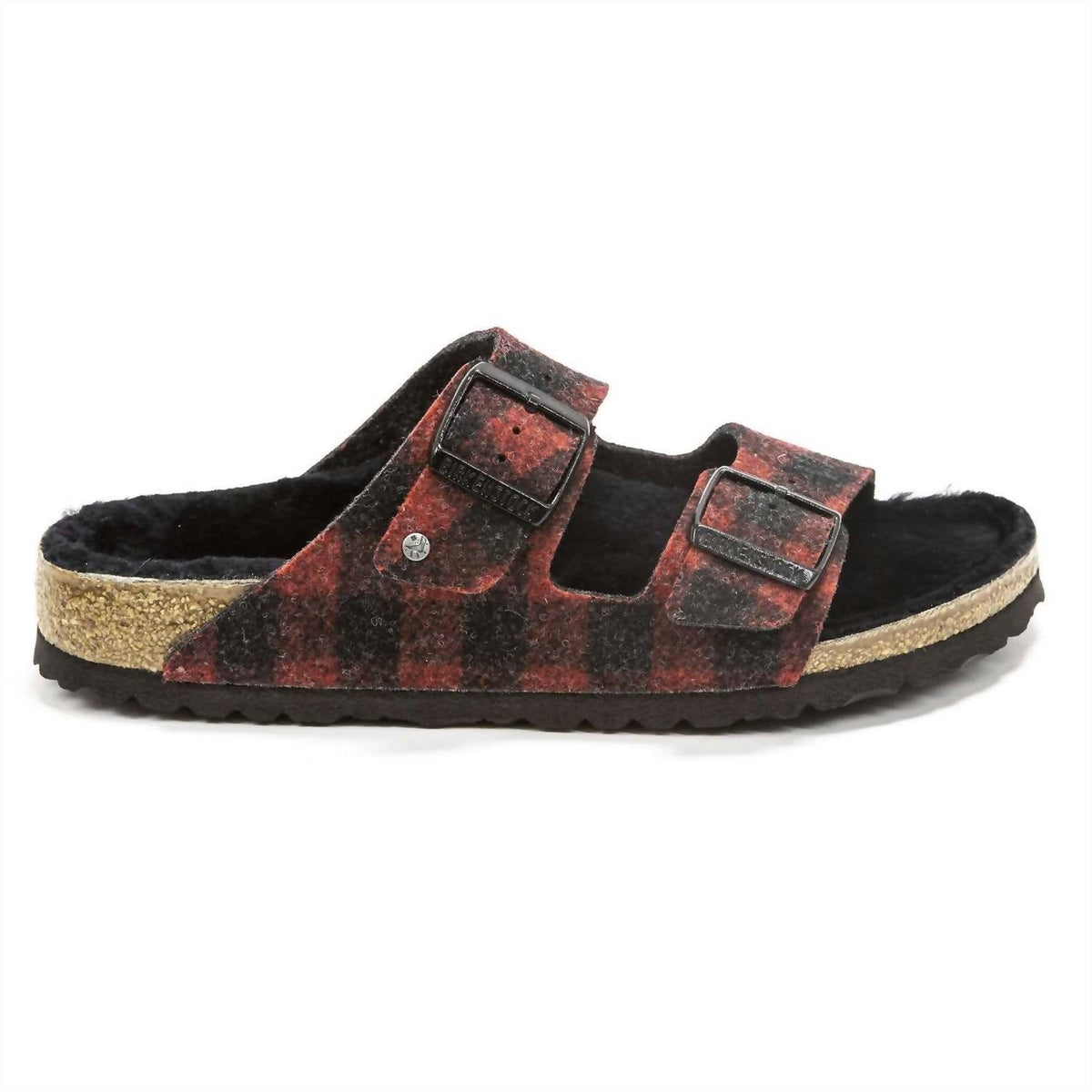 Sandalias de hombre de lana a cuadros color rojo