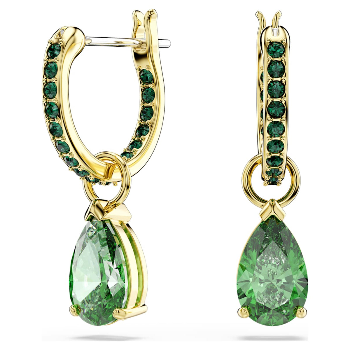 Aretes color verde y dorado