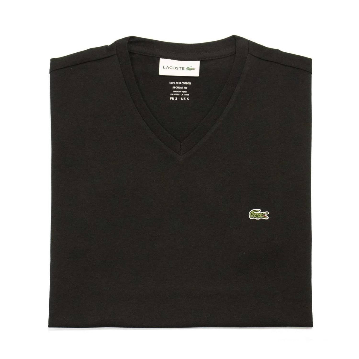 Camiseta de hombre de manga corta con cuello en V color negro