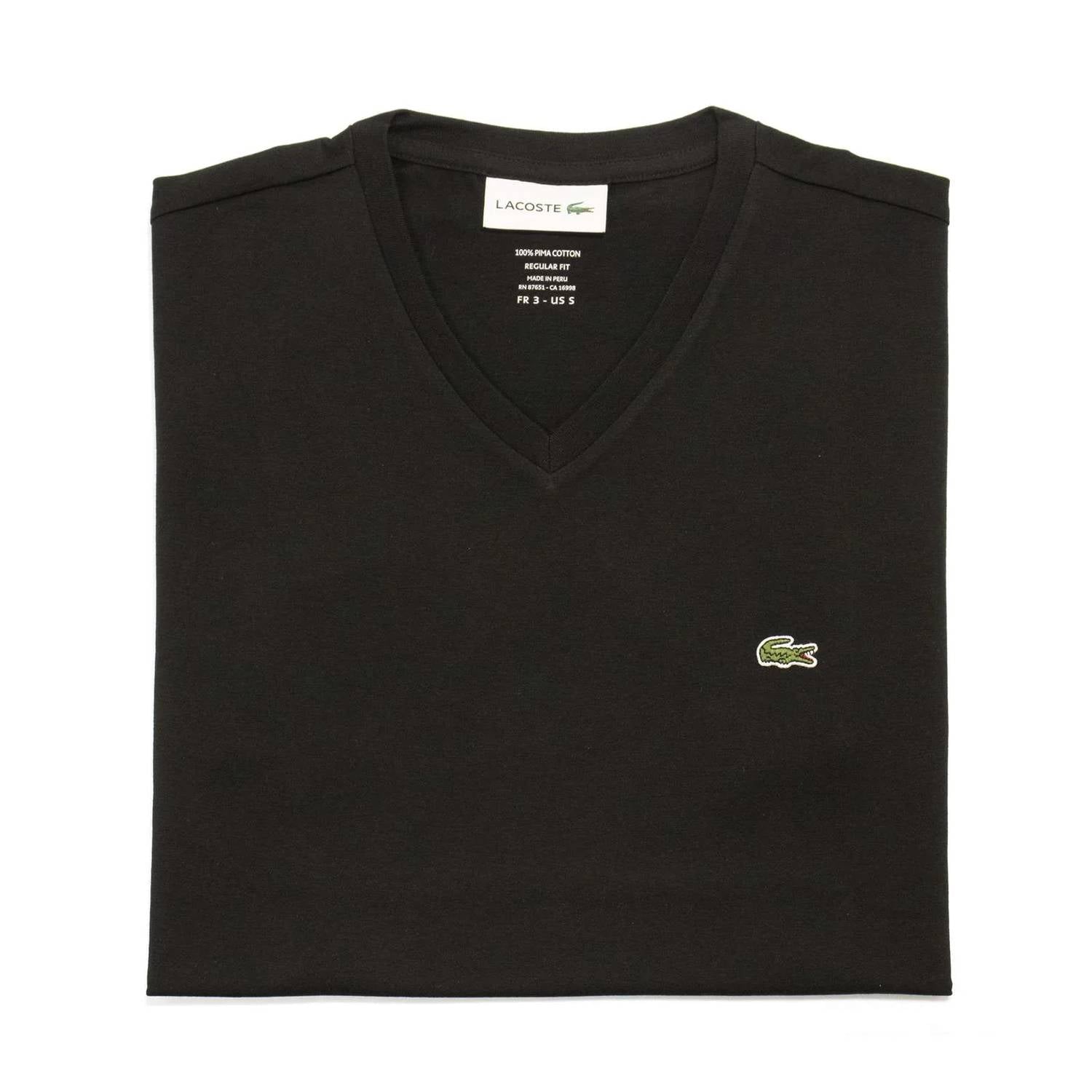 Camiseta de hombre de manga corta con cuello en V color negro