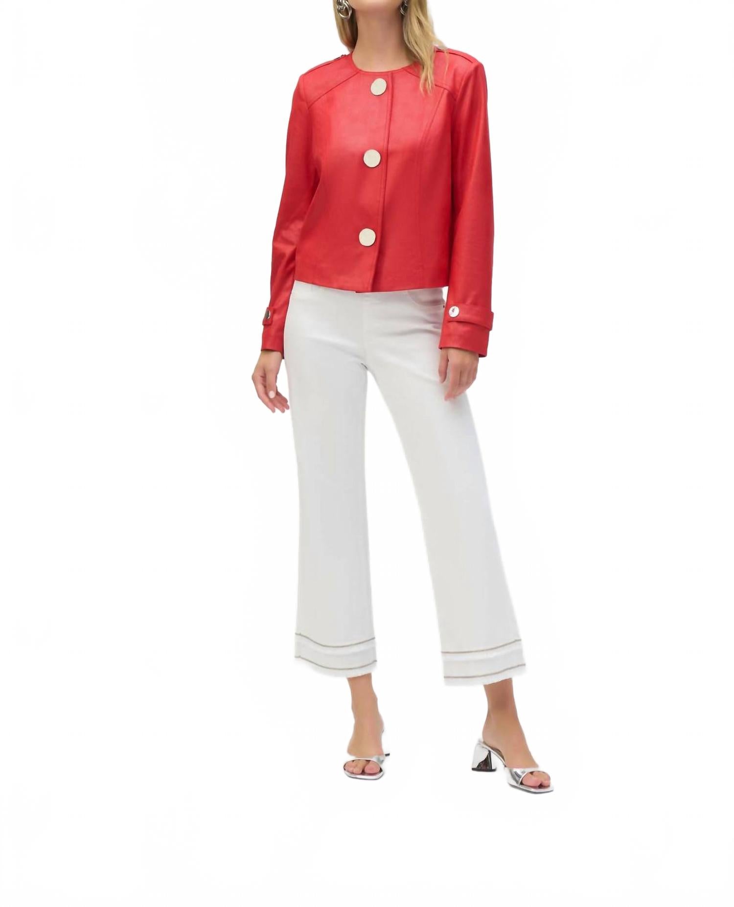 Chaqueta de efecto cuero color rojo