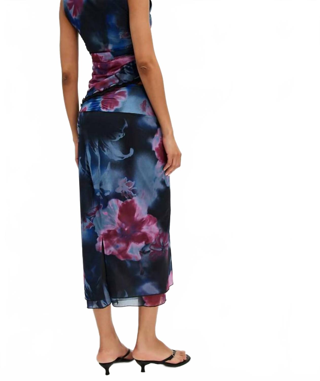 Falda midi color azul