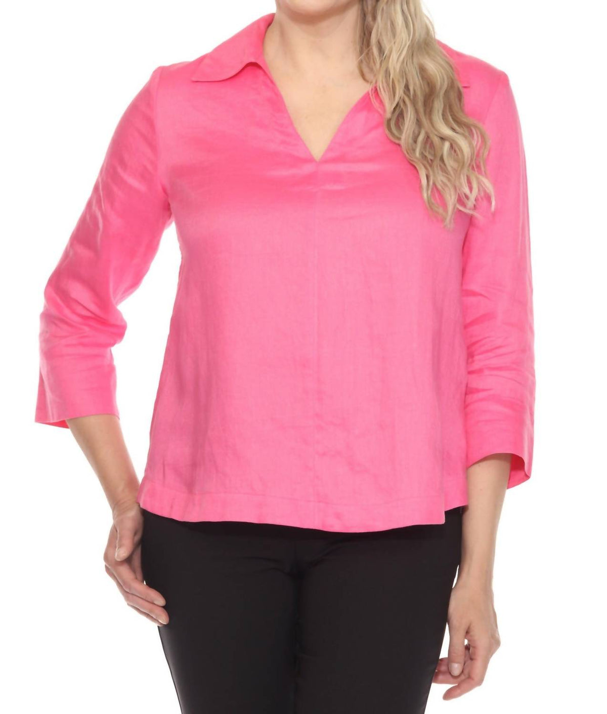 Top de lino con cuello en V