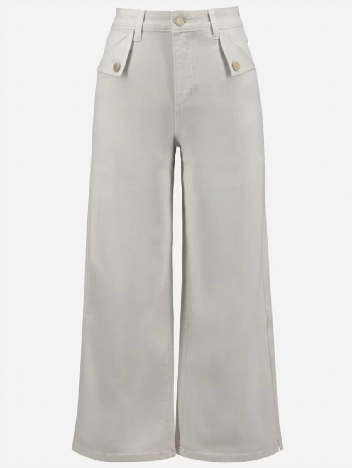 Pantalón de pierna ancha de tiro medio color beige