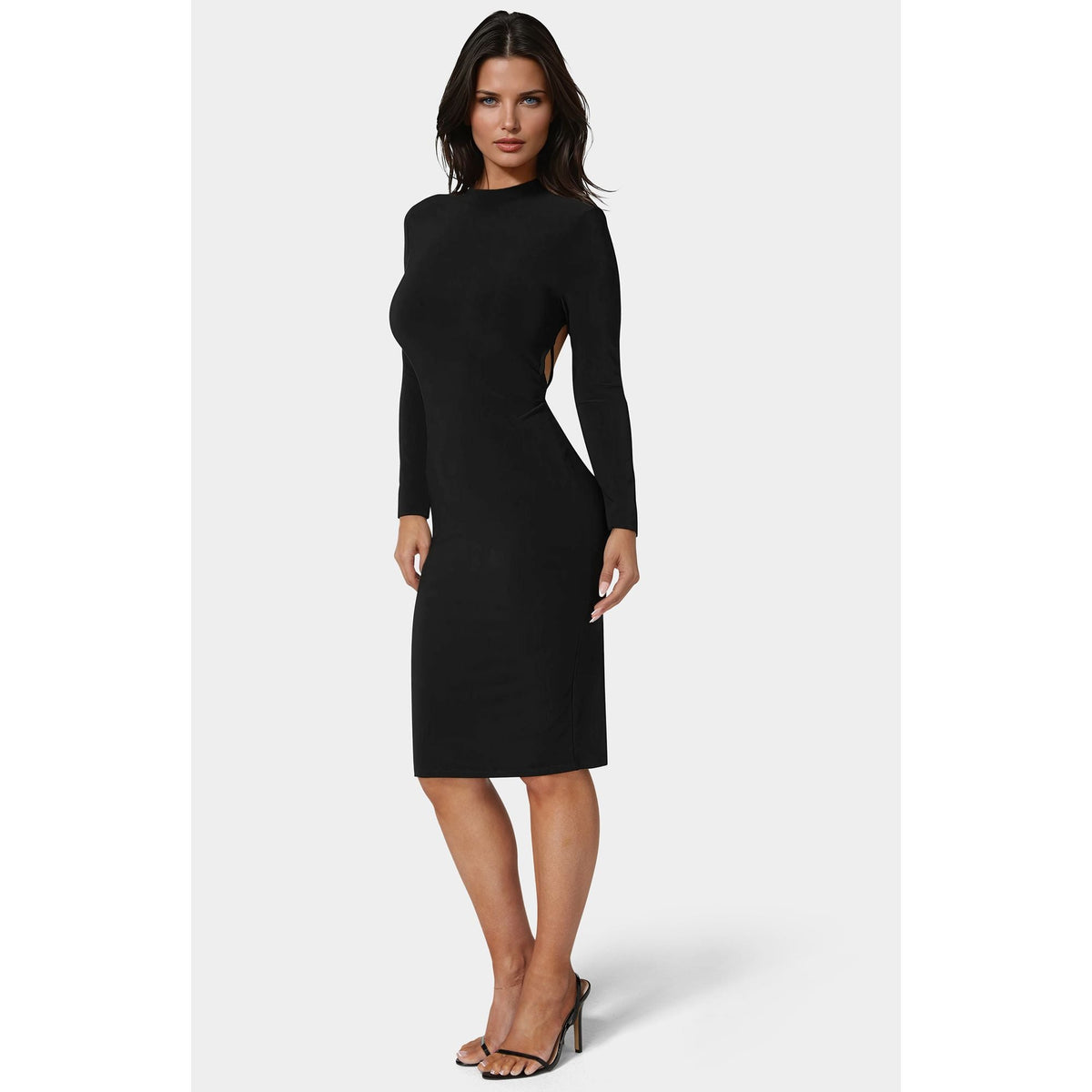 Vestido de mujer midi de manga larga con cuello alto