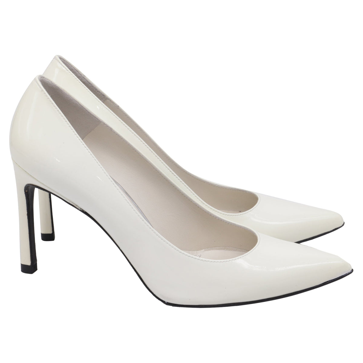 Tacones de cuero color blanco
