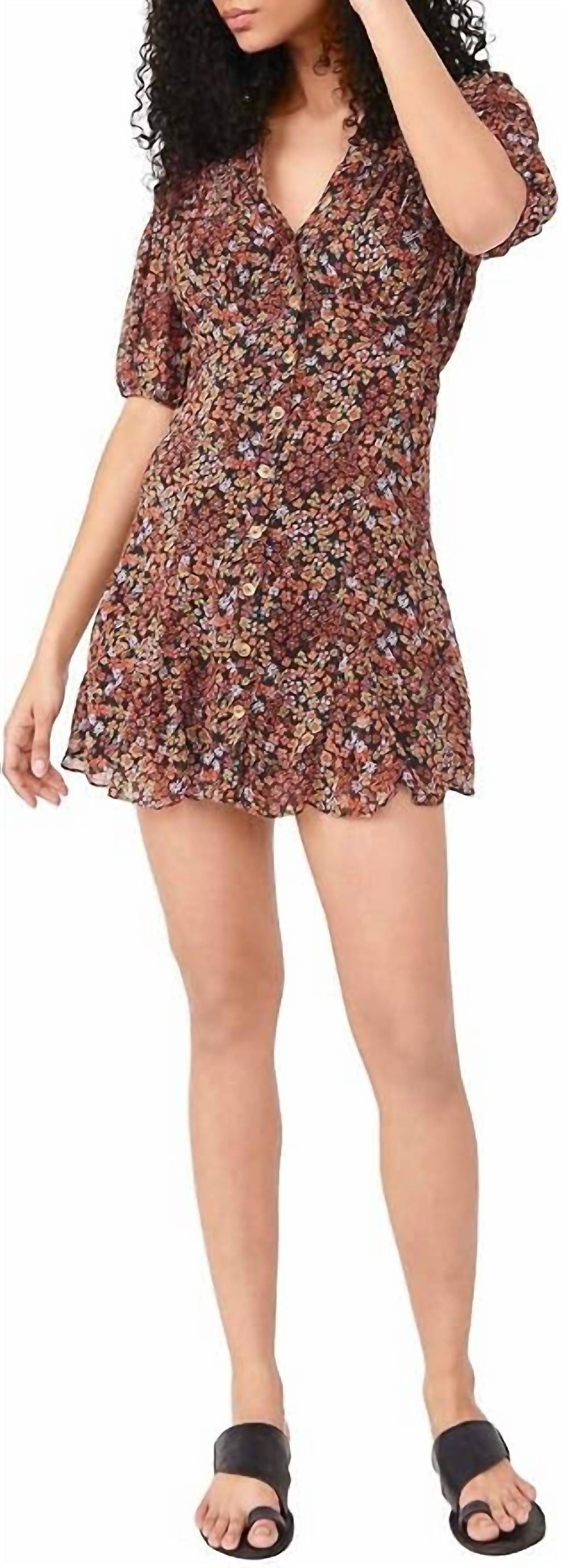 Vestido de gasa corto con estampado floral