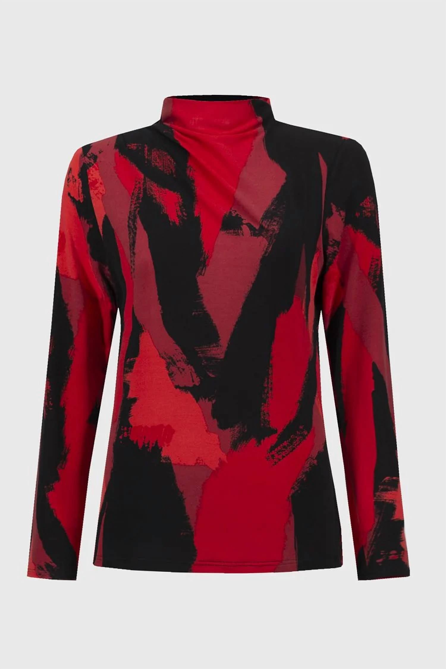 Top con cuello alto color negro y rojo