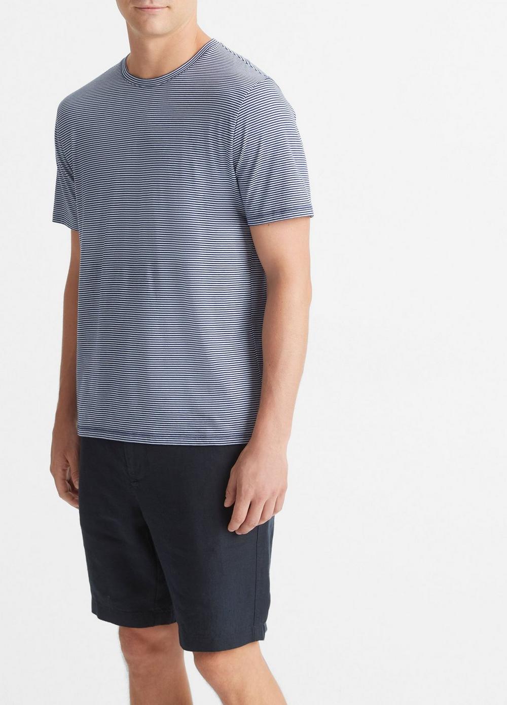 Camiseta de algodón con cuello redondo a rayas