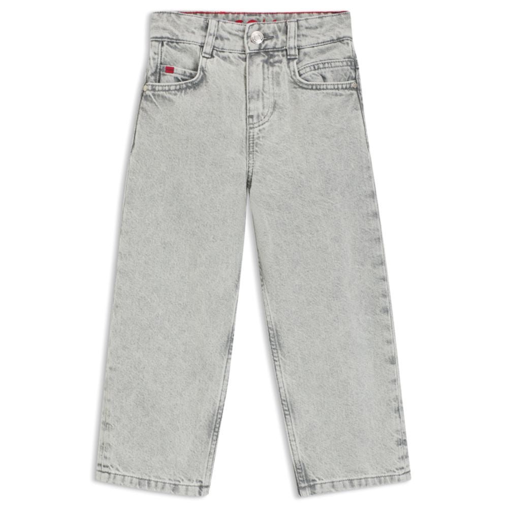 Jean infantil de mezclilla de corte amplio color gris