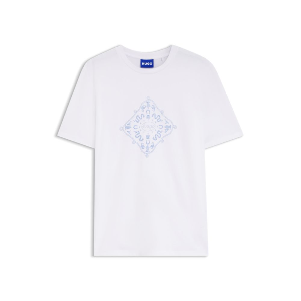 Camiseta de algodón con cuello redondo
