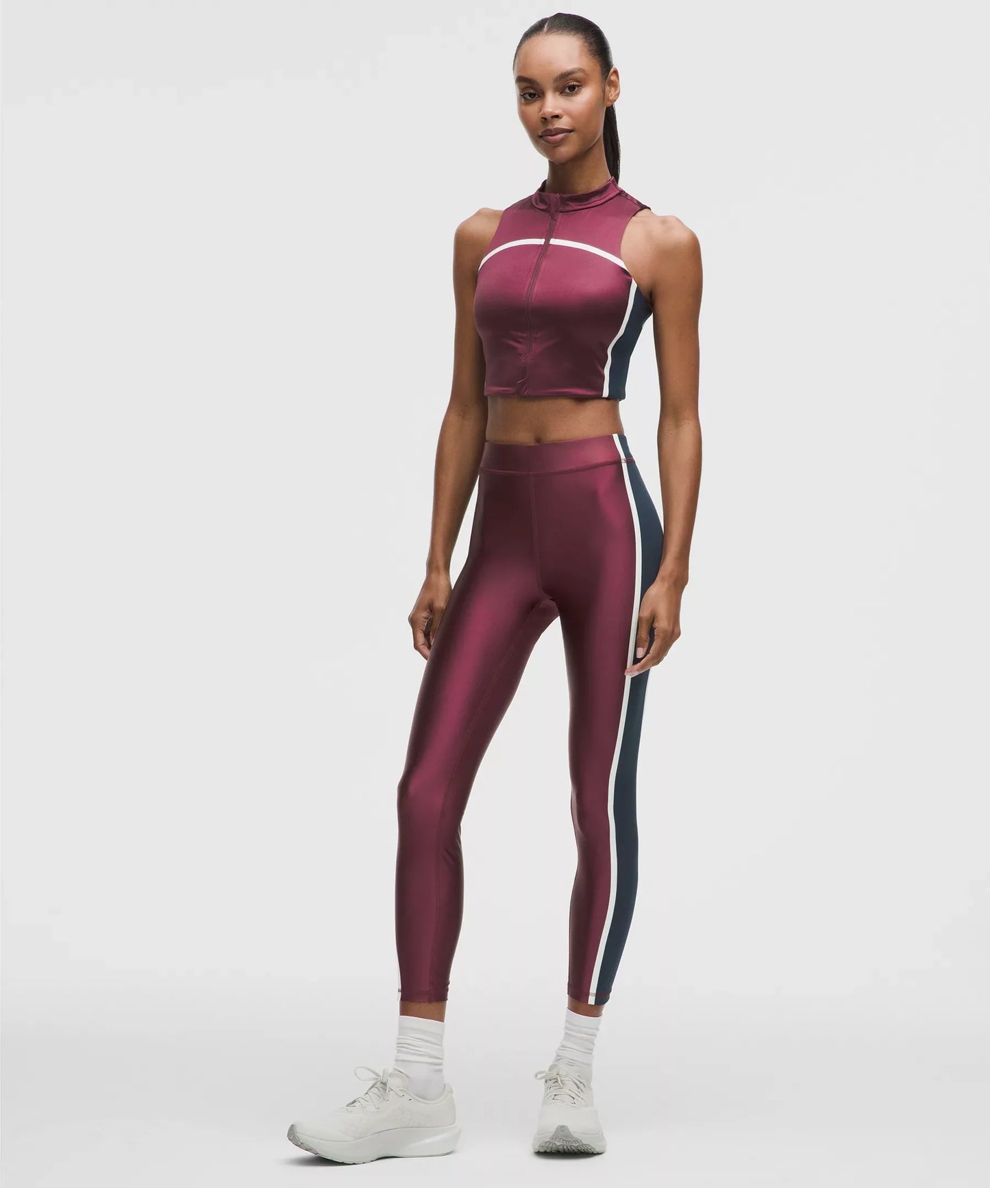 Leggings de satén de tiro alto