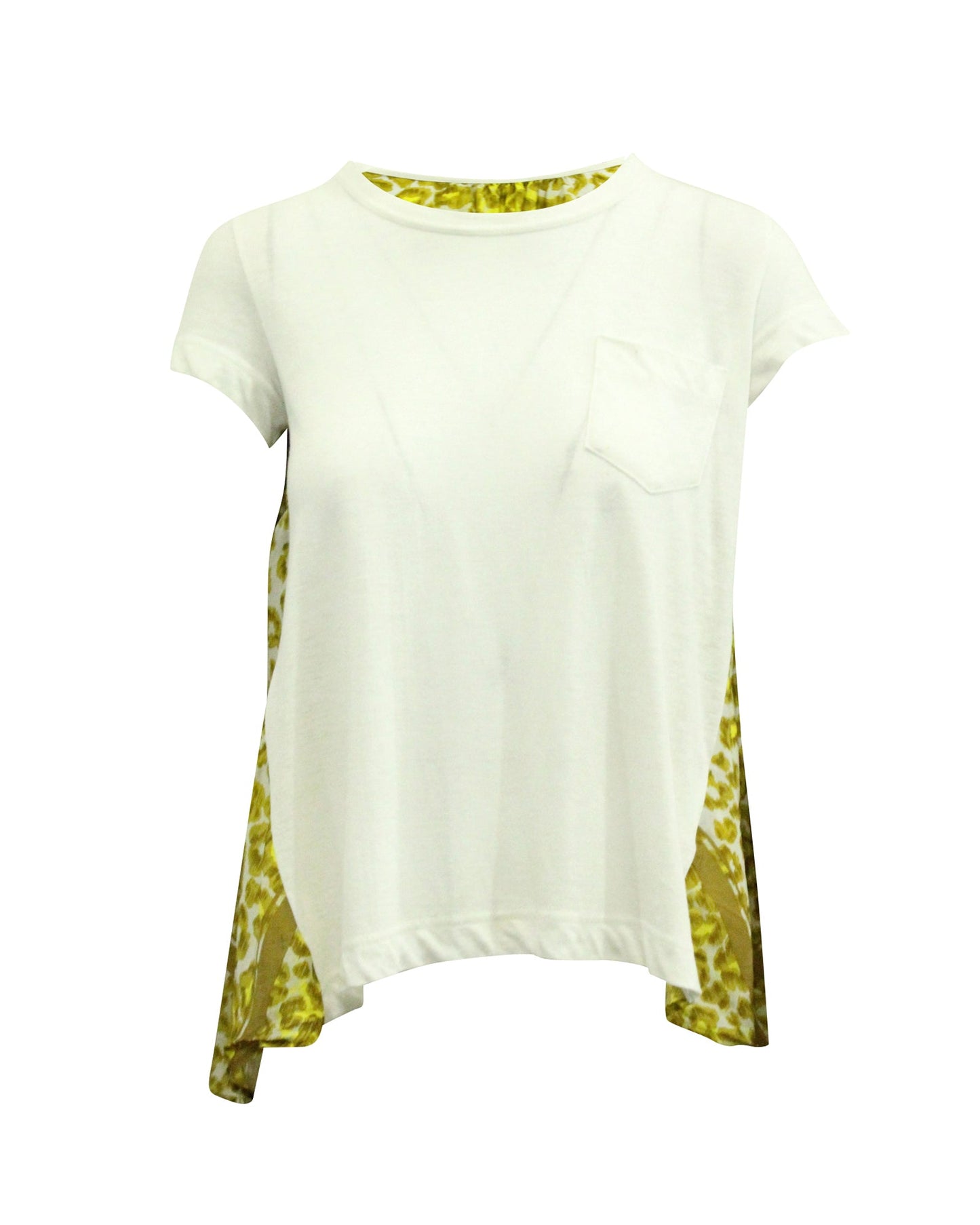 Camiseta de lino con estampado con pliegues multicolor