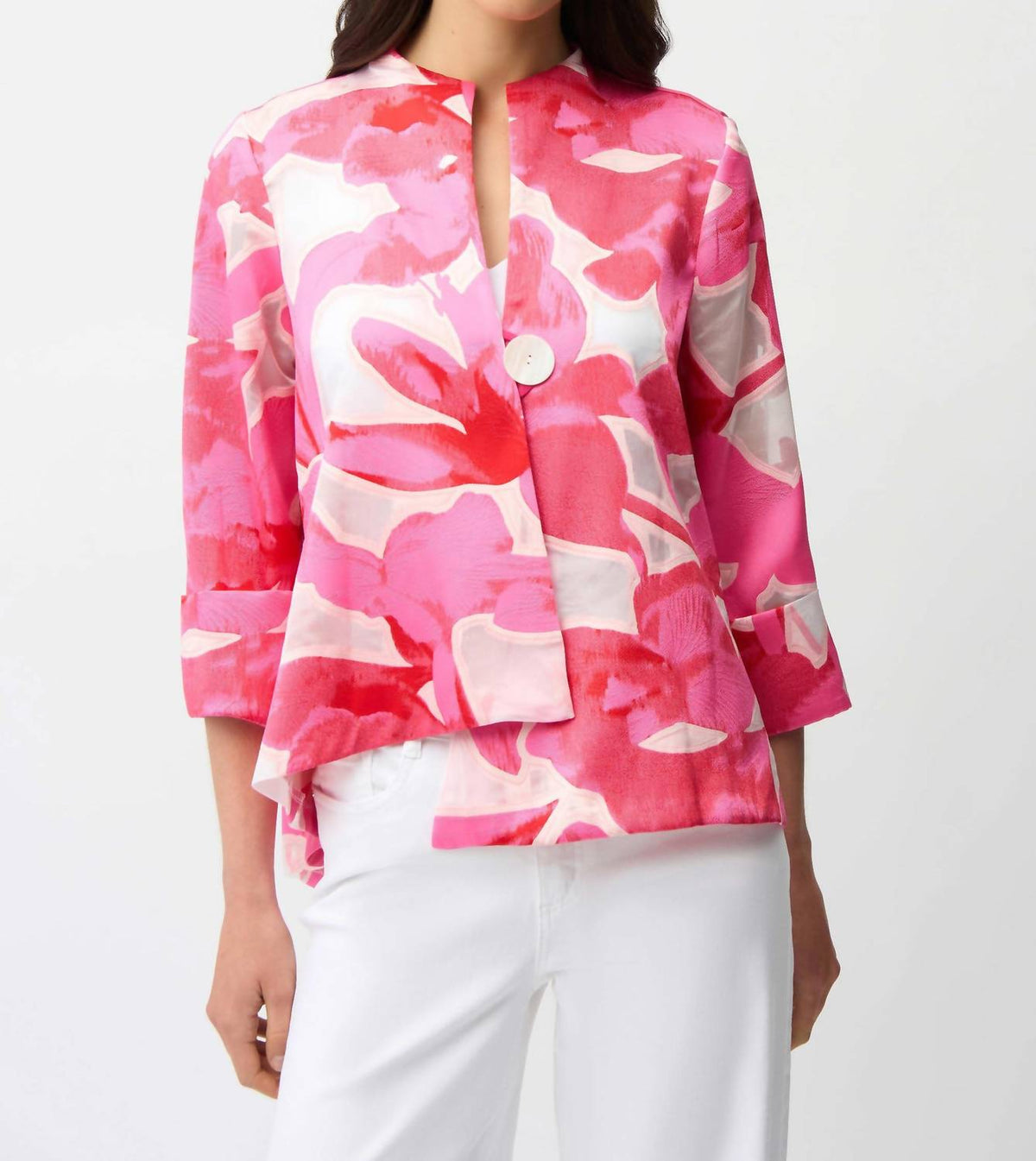 Chaqueta con estampado floral color rosado