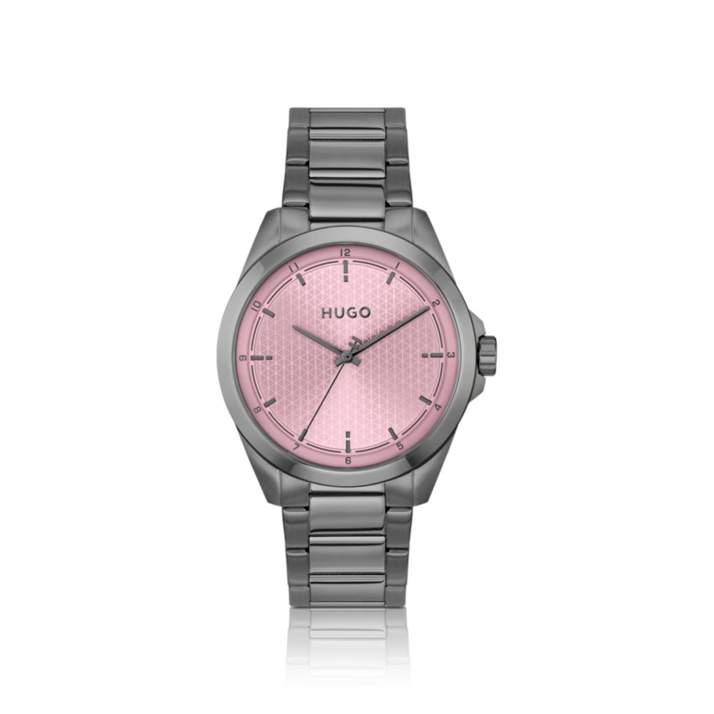 Reloj color gris y rosado
