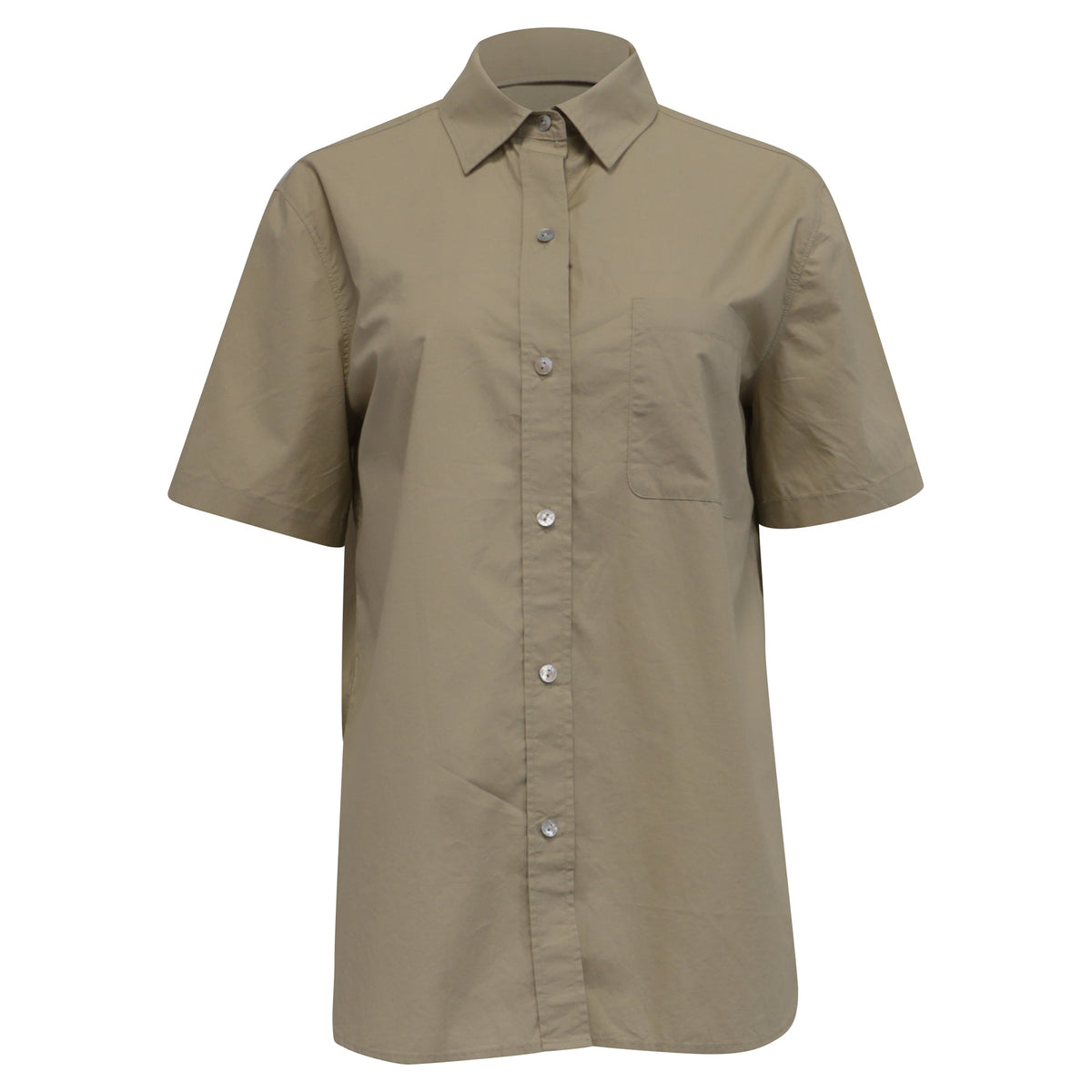 Camisa de algodón de manga corta color caqui