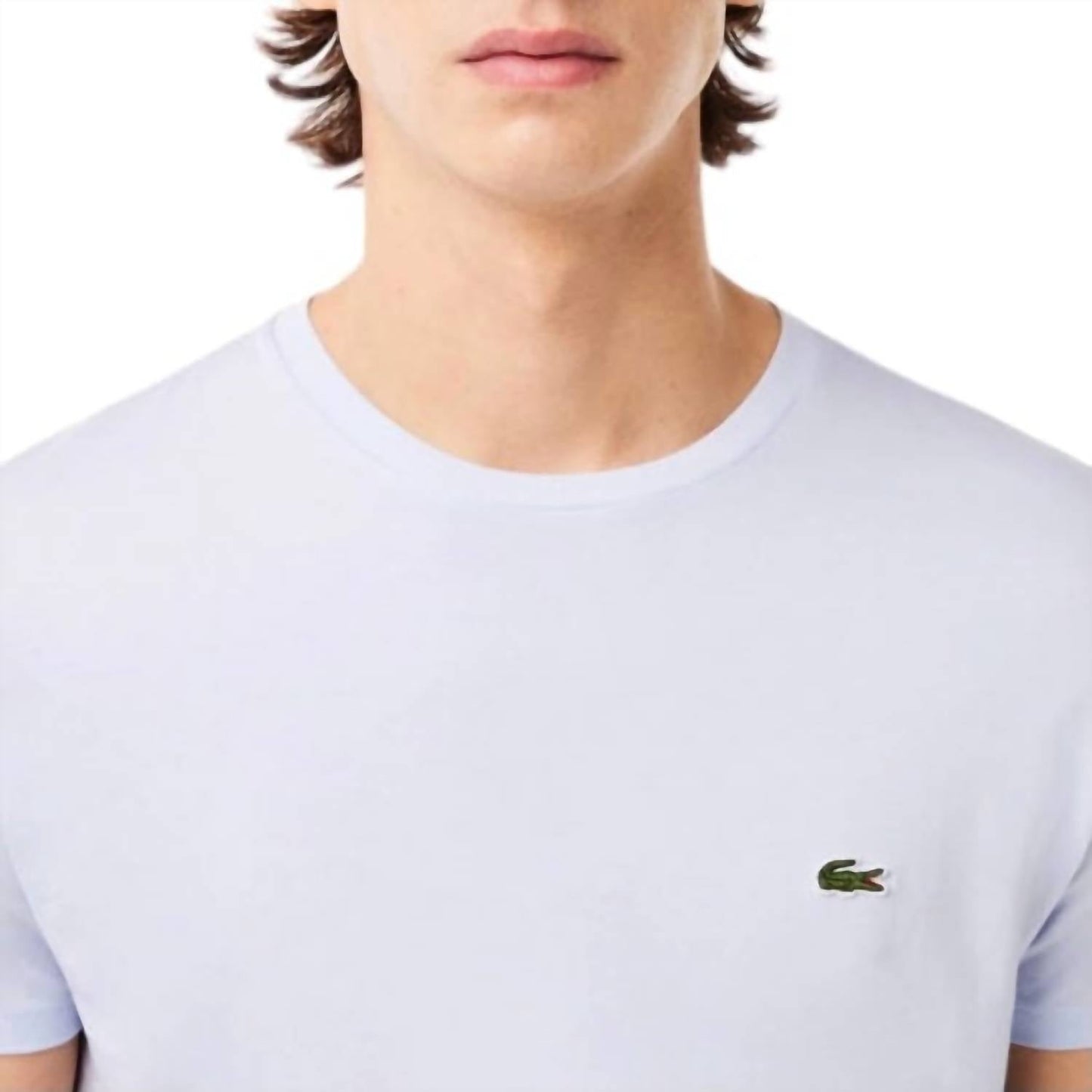 Camiseta de algodón con cuello redondo color azul claro
