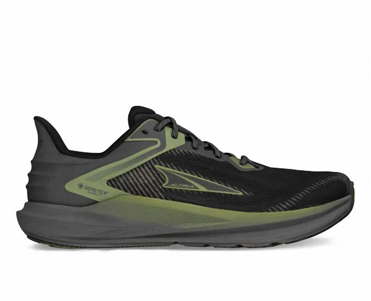 Tenis para correr de hombre impermeable color negro y gris