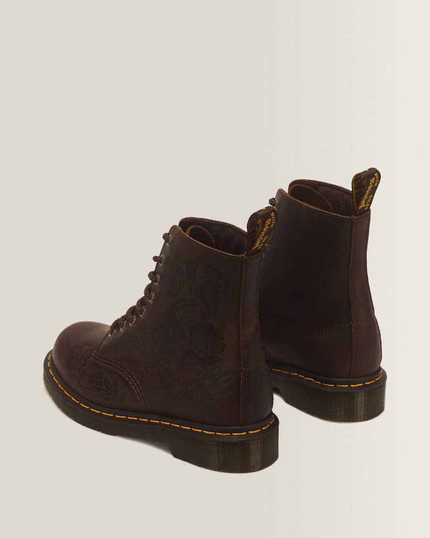 Botas de cuero con estampado floral