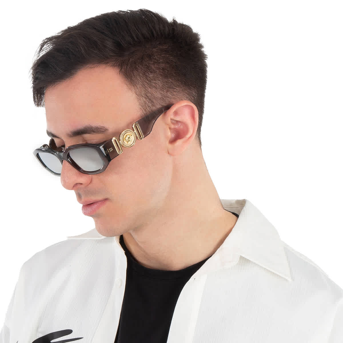 Gafas de sol unisex color gris claro y plateado
