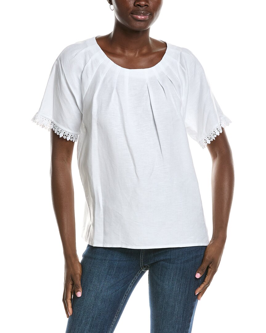 Blusa de mezcla de lino con pliegues