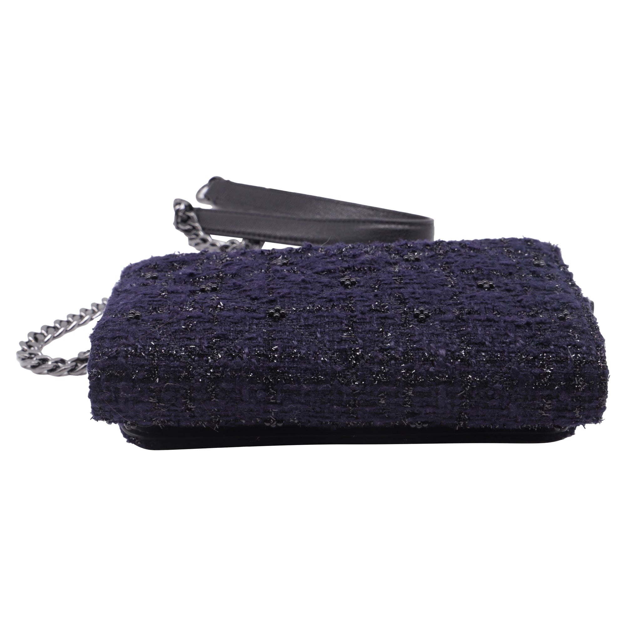 Bolso de hombro de lana color azul marino