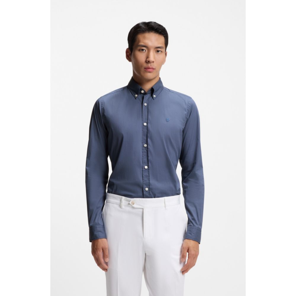 Camisa de mezcla de algodón de corte ajustado