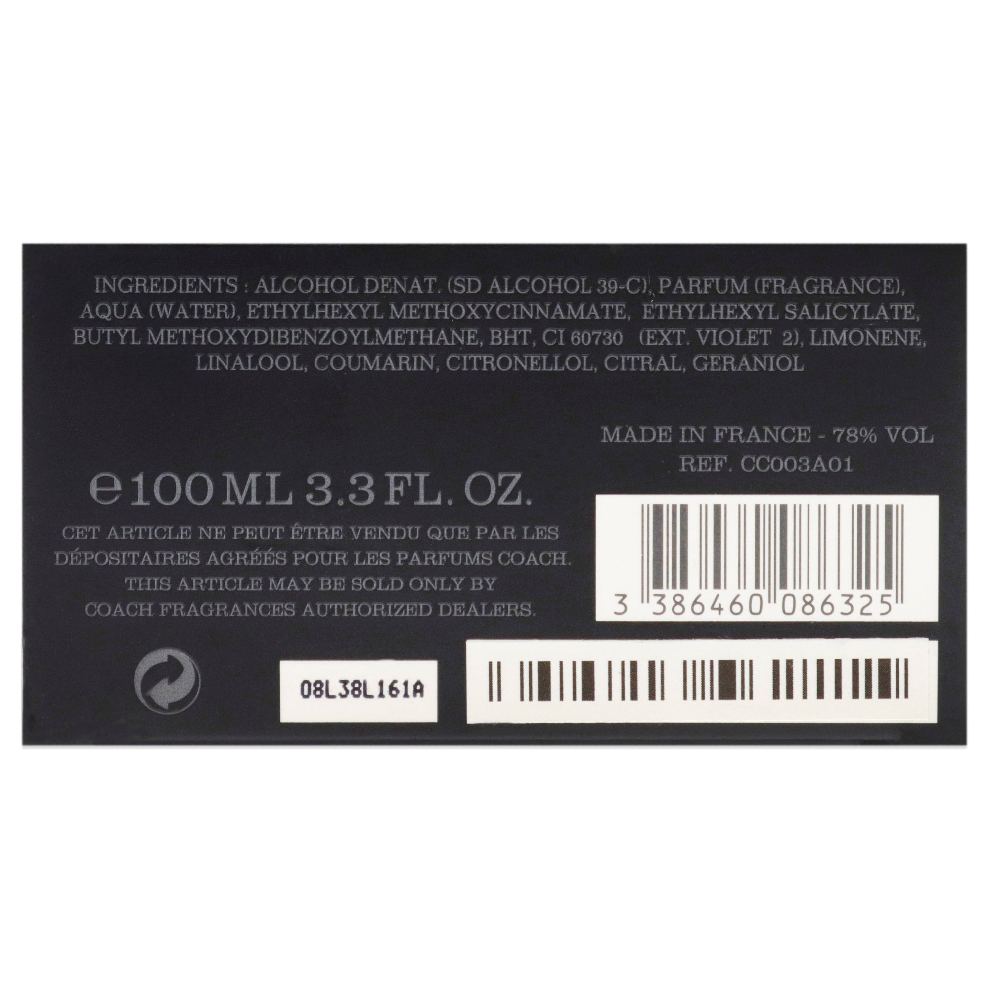 Perfume de hombre eau de toilette 3,3 oz