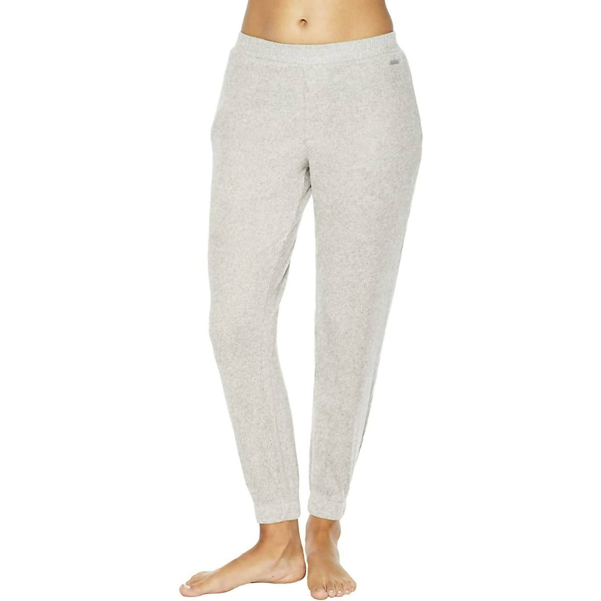 Pantalón deportivo de mujer con tejido acanalado color gris