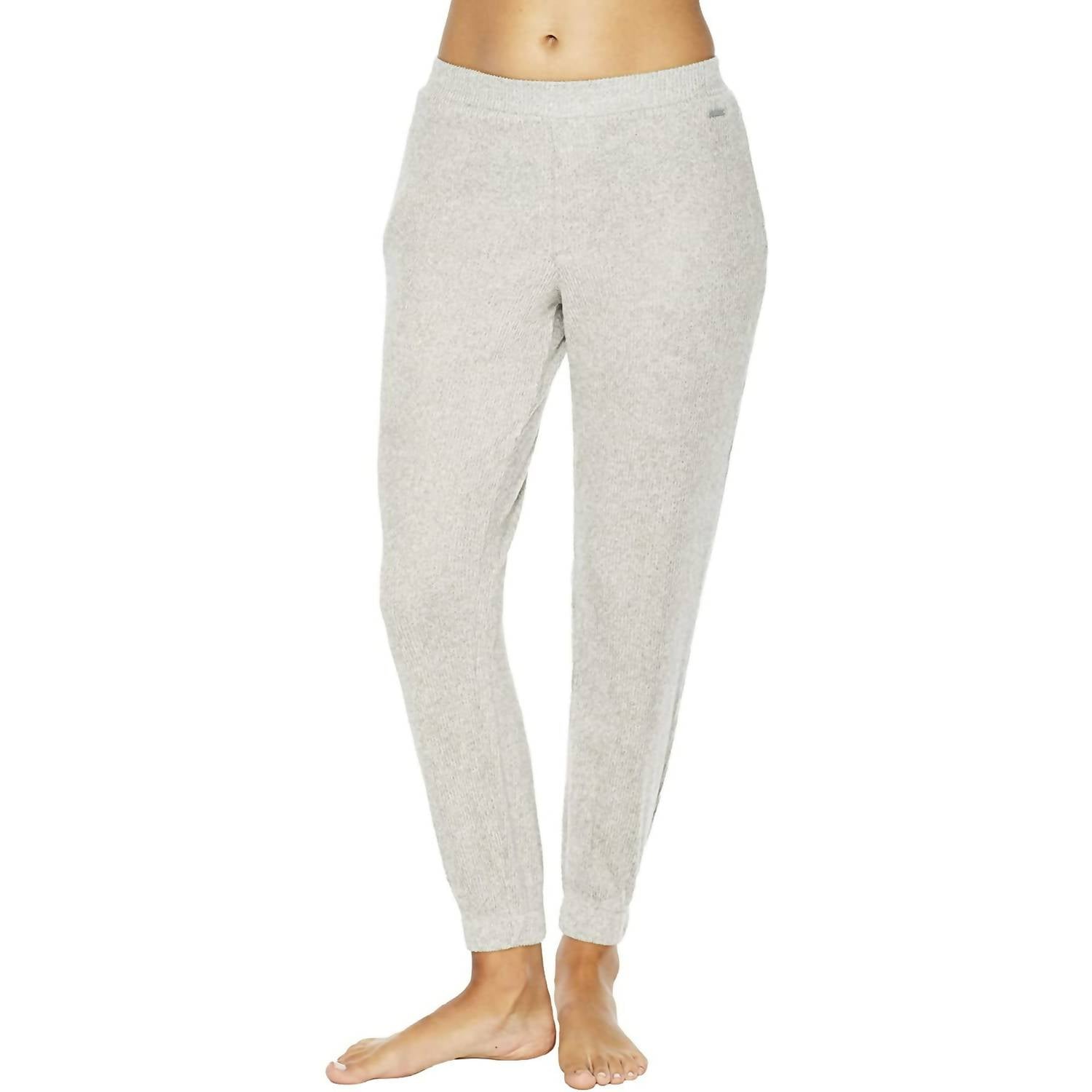 Pantalón deportivo de mujer con tejido acanalado color gris