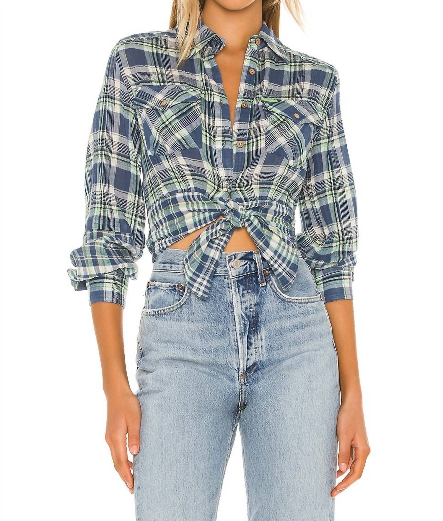 Camisa a cuadros color azul