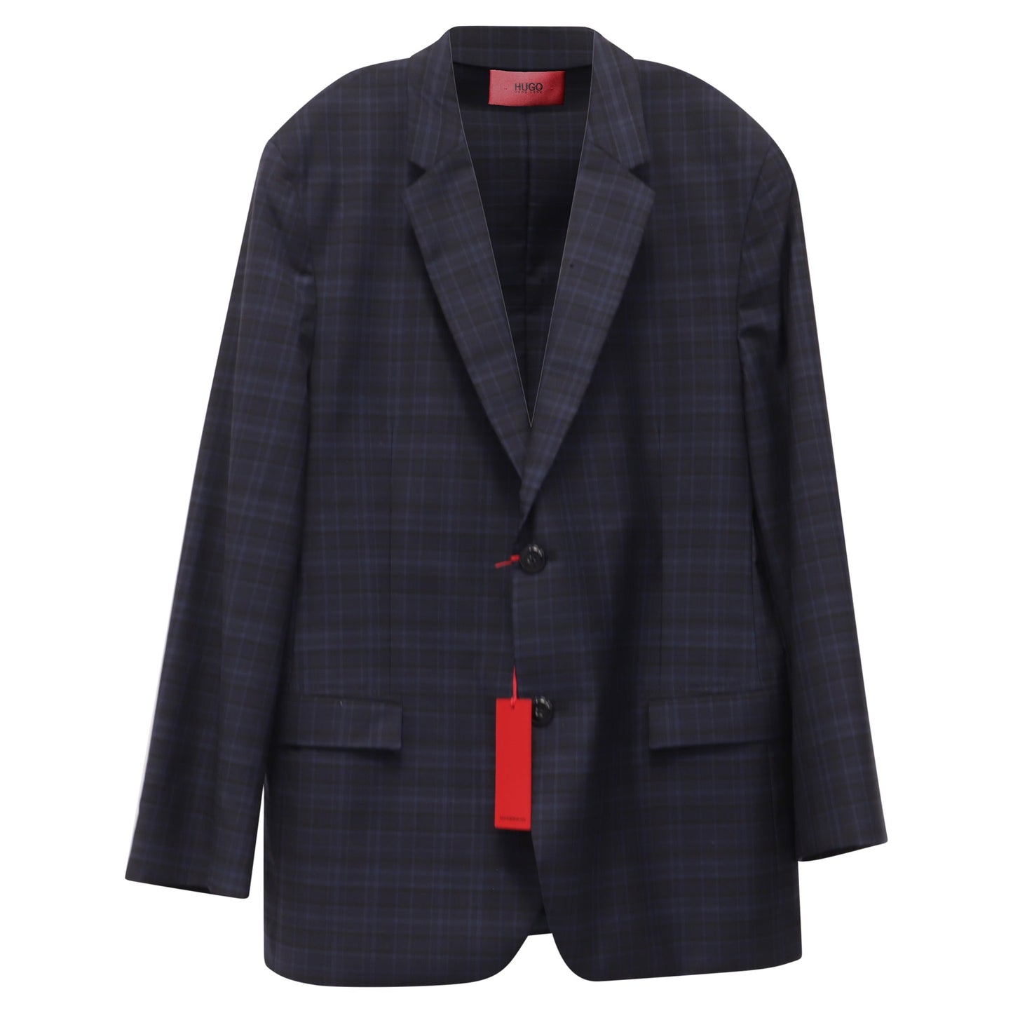 Blazer de lana a cuadros color azul marino