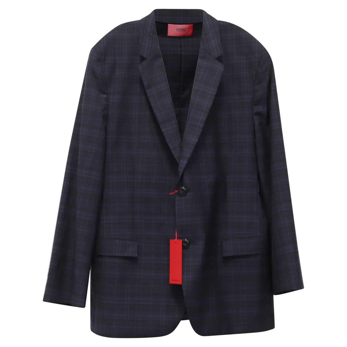 Blazer de lana a cuadros color azul marino