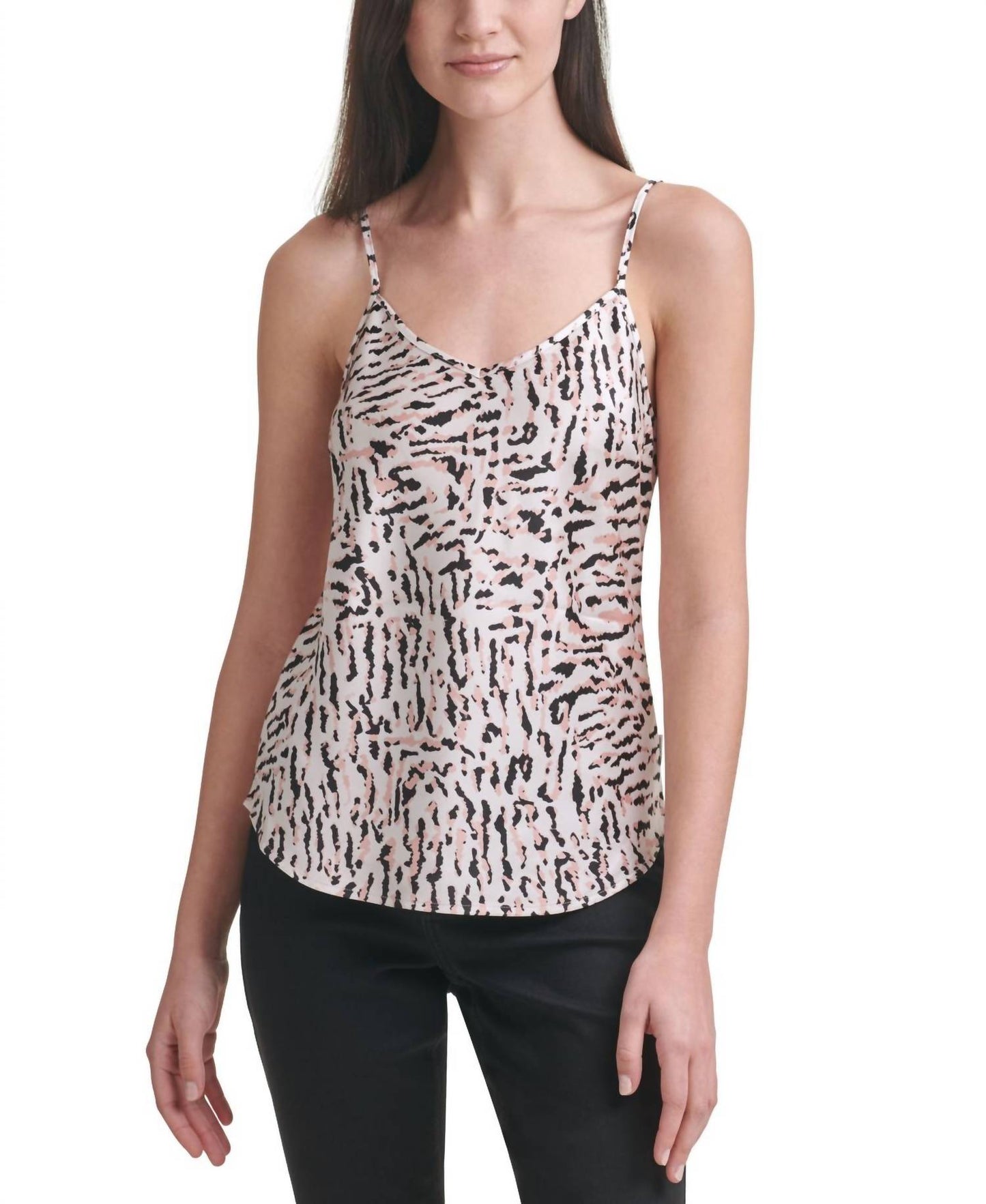 Camiseta sin mangas con cuello en V con estampado