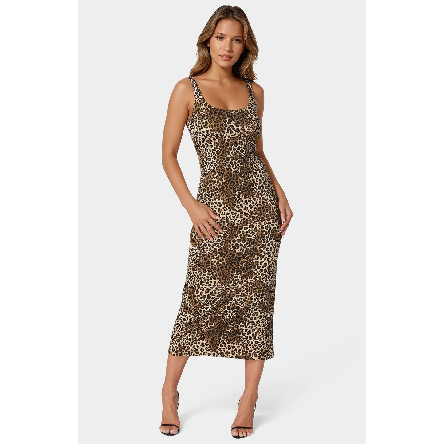 Vestido de mujer largo con escote cuadrado con estampado