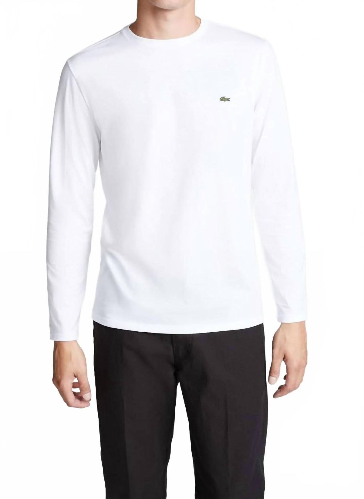 Camiseta de manga larga con cuello redondo color blanco