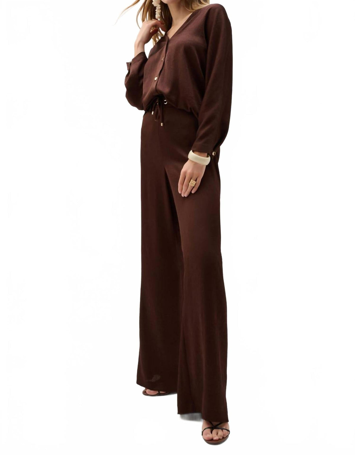 Pantalón de satén de pierna ancha