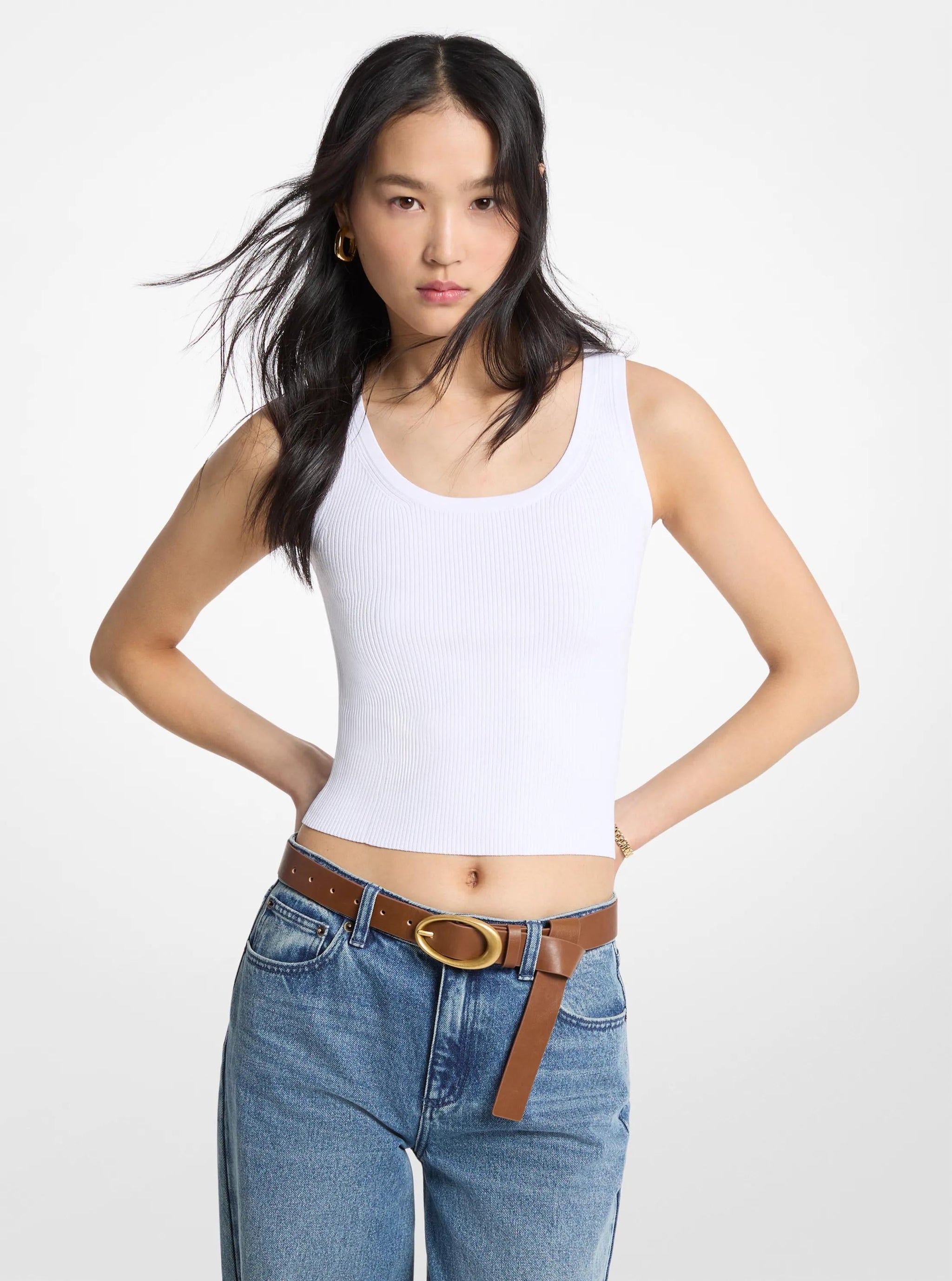 Camiseta sin mangas con tejido acanalado